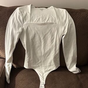 Abercrombie White Long Sleeve Bodysuit
